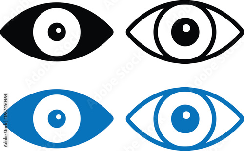 Eye icon in flat line set, Eyes vector icons, illustration on transparent background,
