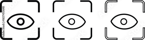 eye scan icon set, vision symbol, View and Eye icons, Eyesight symbol, Eye Recognition Icons illustration,
