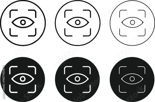 eye scan icon set, vision symbol, View and Eye icons, Eyesight symbol, Eye Recognition Icons illustration,
