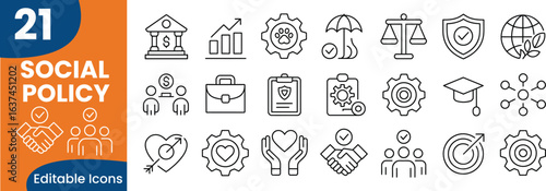 Collection of Social Policy Outline Icons 