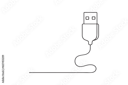 USB Cable continuous one line drawing minimalism design
