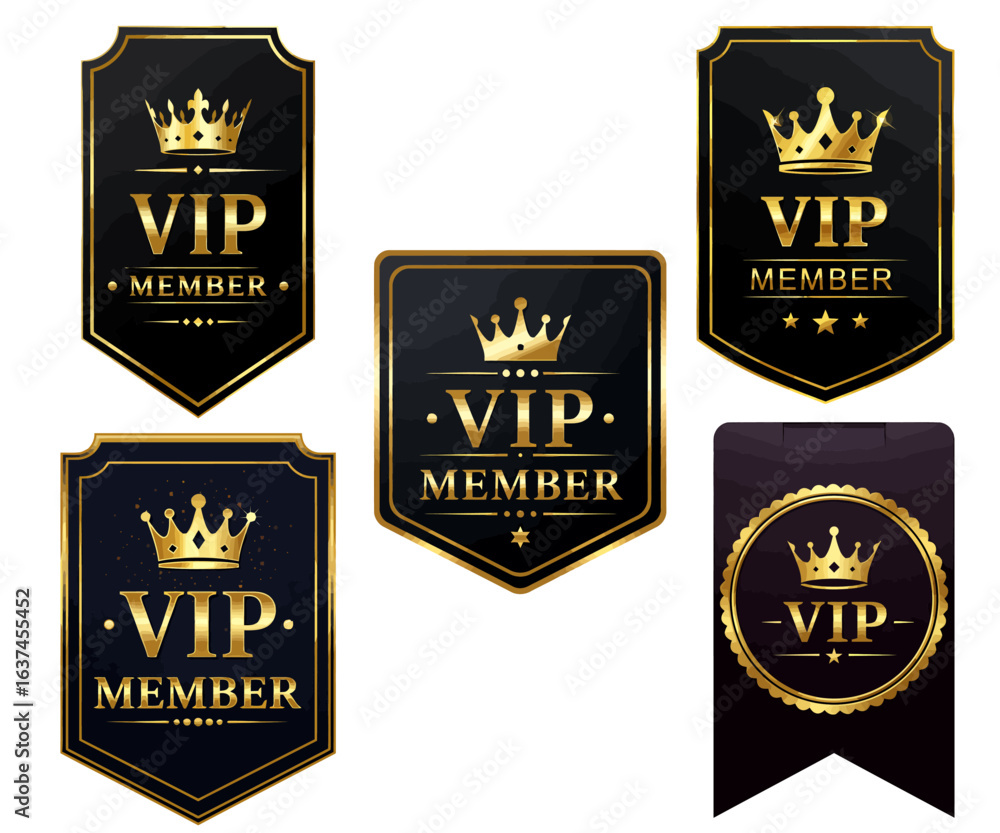 Obraz premium Exclusive VIP Member Badges Gold Crown Designs for Premium Access