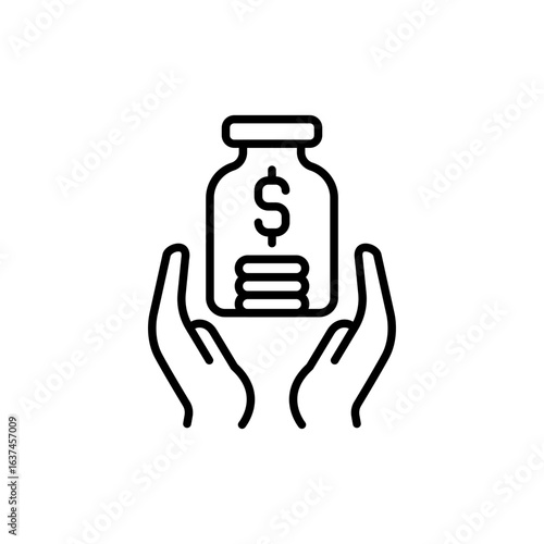 Personal saving outline icons, minimalist vector illustration ,simple transparent graphic element .Isolated on white background