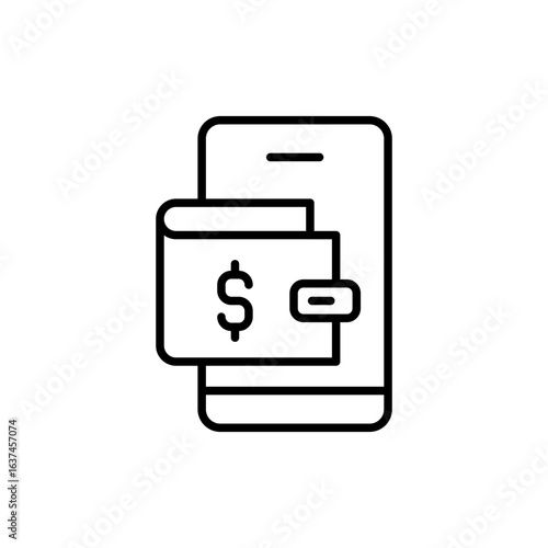 Personal saving app outline icons, minimalist vector illustration ,simple transparent graphic element .Isolated on white background
