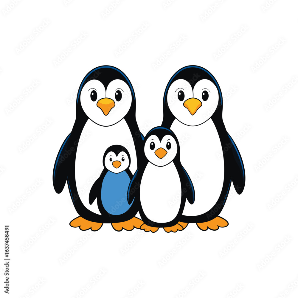 Naklejka premium penguin family cartoon vector