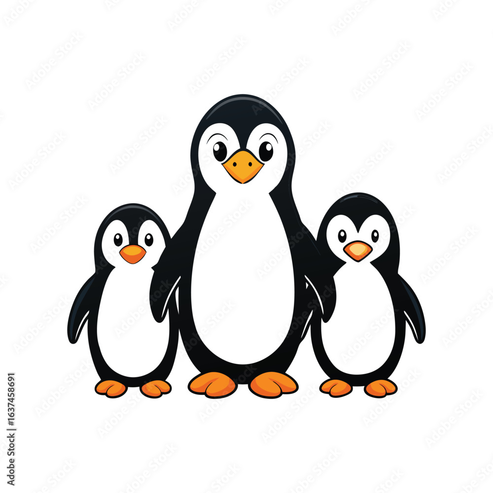 Fototapeta premium penguin family cartoon vector