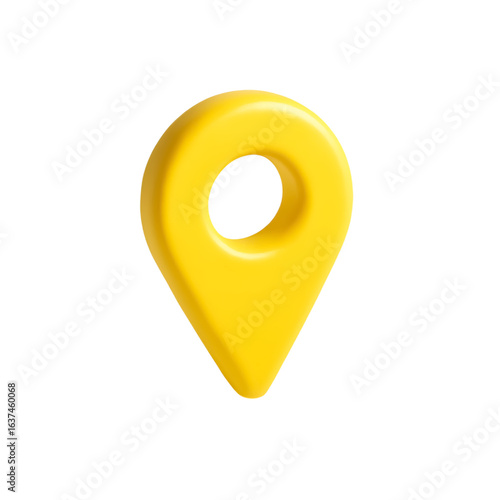 3D yellow location pin icon glossy map marker symbol pointer render isolated