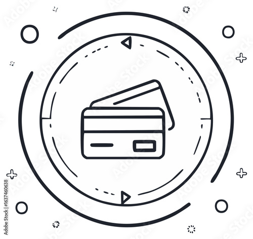 Credit Cards Circle Line Art Icon Abstract Financial Payment Symbol