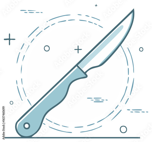 Simple Stylized Kitchen Knife with Abstract Design Elements