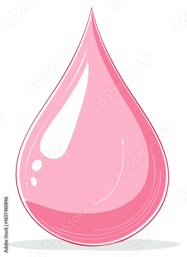 Pink Water Drop Illustration Glossy Rose Liquid Graphic Icon Shape