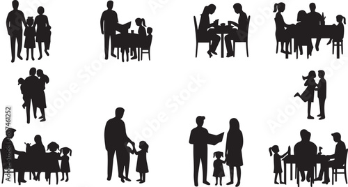 Family Gatherings and Interactions Silhouettes people child