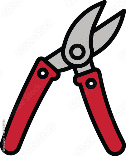 Outline icon of pruning shears, also commonly known as secateurs or pruners