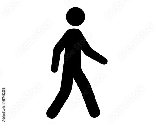 Silhouette of a simple walking person isolated on a white background