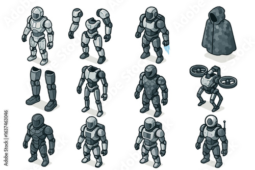 Exosuit boost floating vector magnetic transparent icons futuristic camo icon unit limb