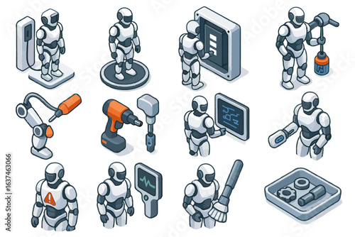 Exosuit charger spare robotic error icon vector bolt swap access display joint