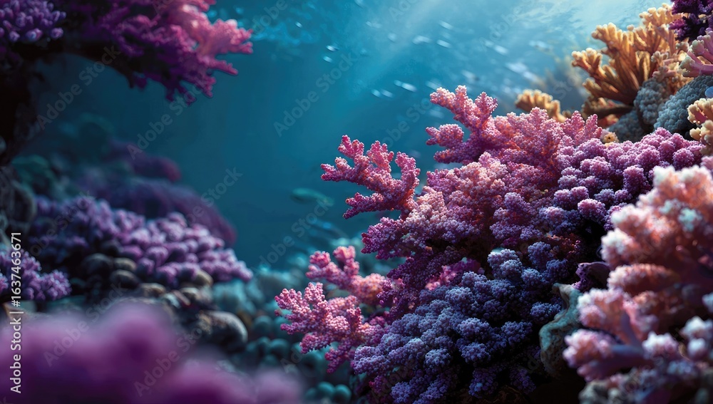 Naklejka premium Vibrant coral reef scene underwater