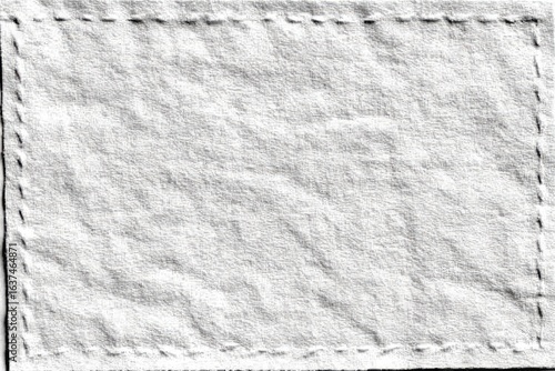 Stitched, textured, off-white rectangle