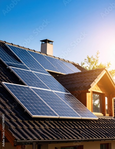 Wallpaper Mural Solar panels on a house roof (2) Torontodigital.ca