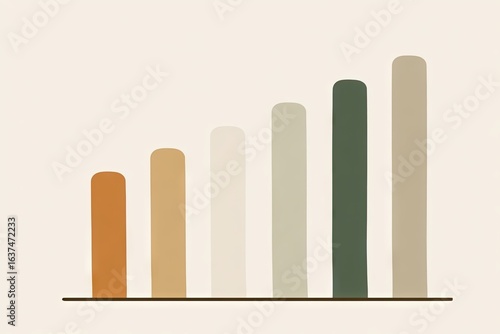 A horizontal bar graph with 7 colored bars, rising in value