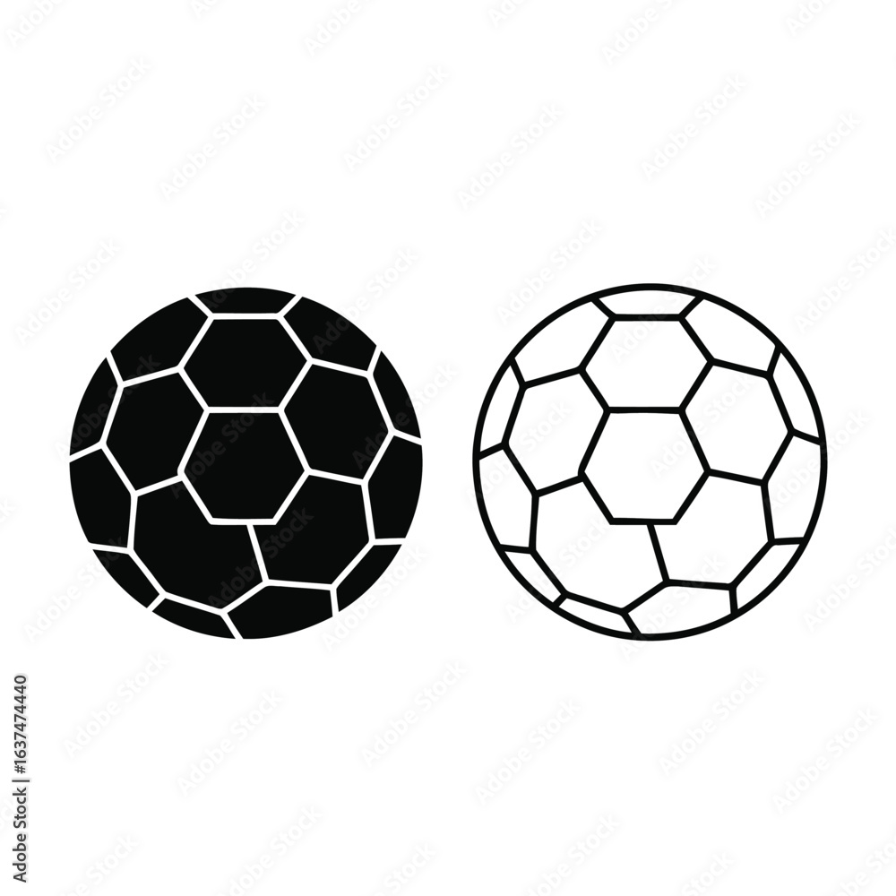 Fototapeta premium Two Soccer Ball Icons - Solid and Outline