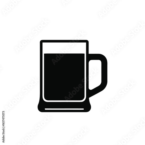 Black Beer Mug Icon Vector Illustration