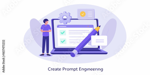 Prompt engineering and task completion with a stylized illustration