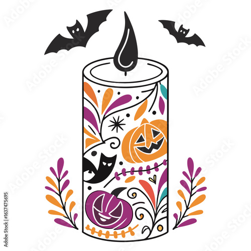halloween Candle vector silhouette illustration isolated on white background