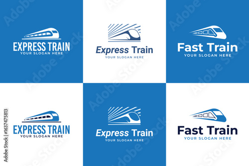 Set collection of express train logo design template vector illustration