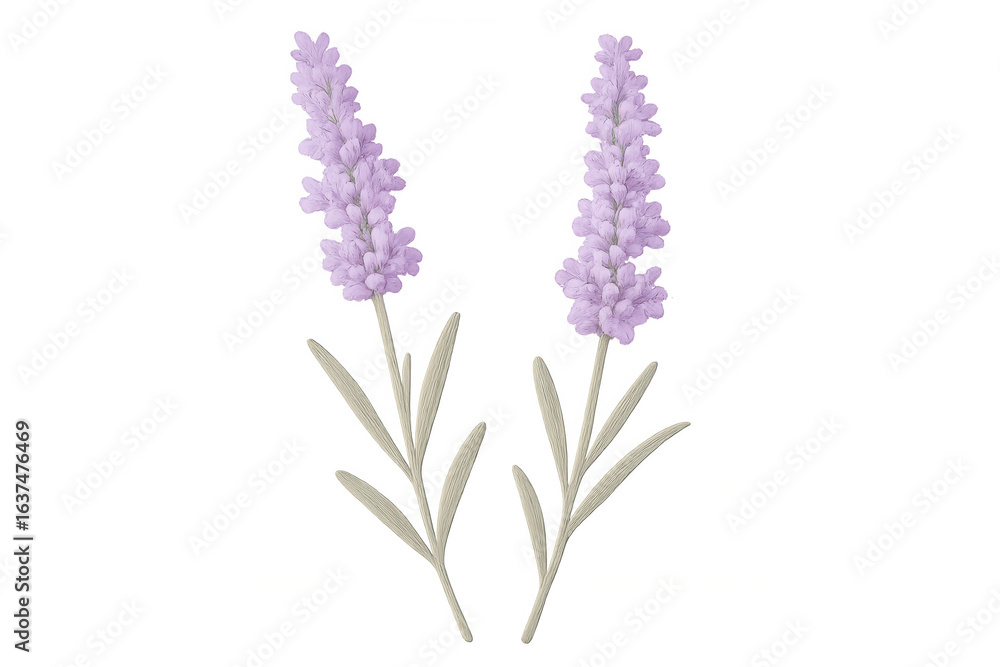 Naklejka premium Two lavender flowers on a transparent background evoke feelings of purity, serenity, and natural beauty