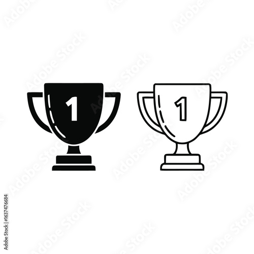 Black and white trophy vector illustration