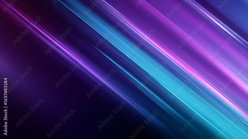 Dynamic diagonal neon streaks in vibrant purple and cyan with motion blur and smooth glossy gradients Dynamic diagonal neon streaks in vibrant purple and cyan with motion blur and smooth glossy gradients