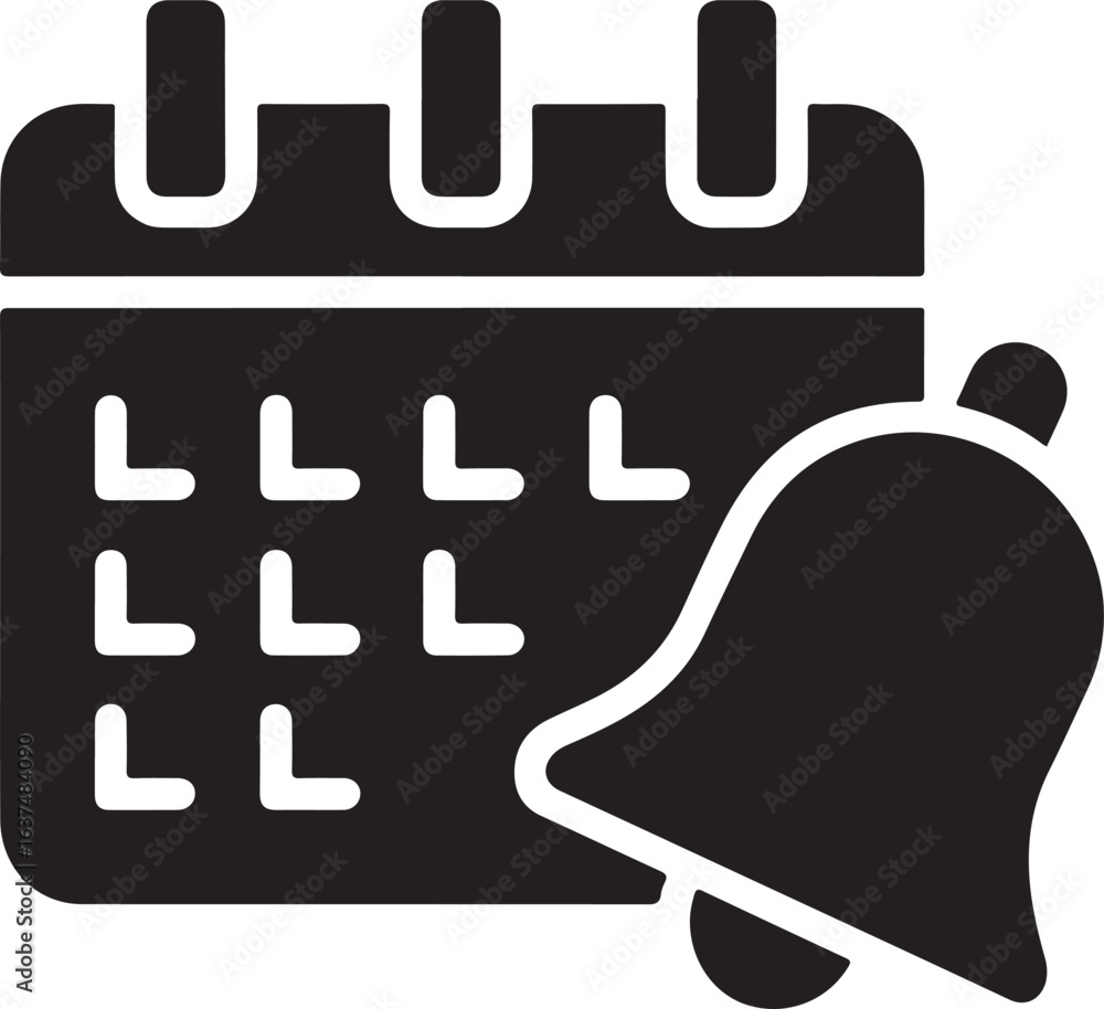 Obraz premium Calendar Reminder Icon: Black Vector Sign, Notification Symbol, Simple Design