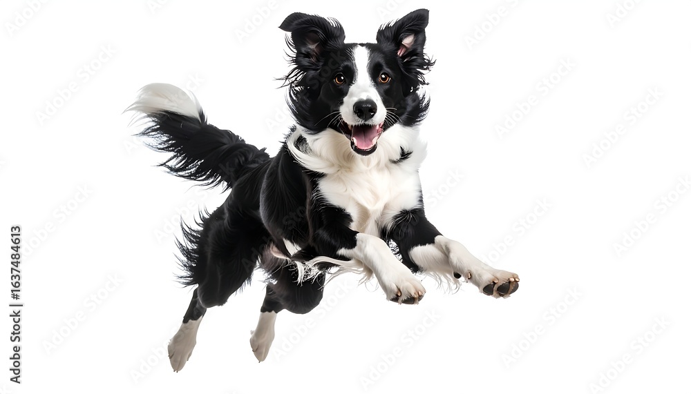 Fototapeta premium Playful dog mid-air
