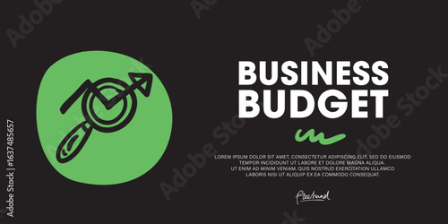 Business budget, Developing a Modern Web Banner Concept Using hand-drawn Doodle icon Graphics.