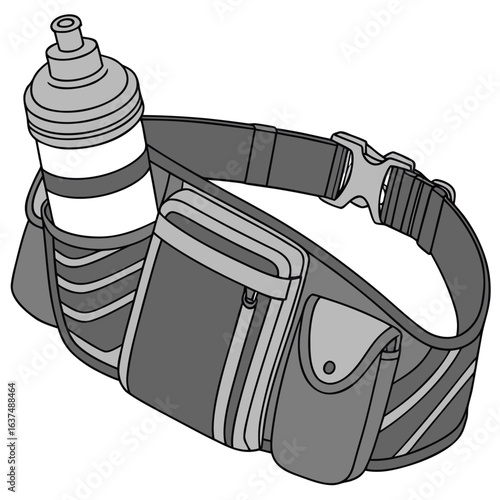 Waist pack with water bottle isolated on white background is a practical accessory for runners and hikers to stay hydrated and carry essentials