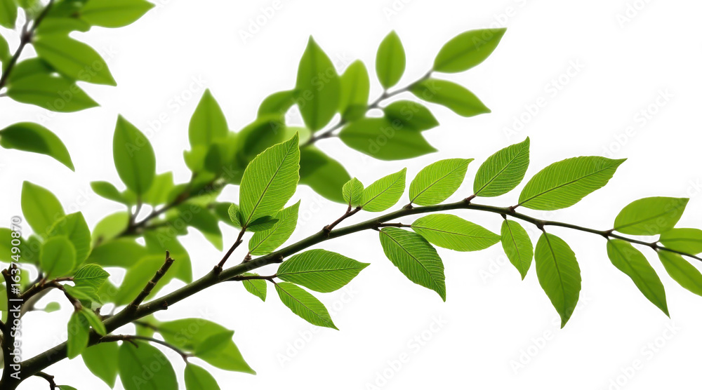 Green leaves on a branch in soft sunlight Green leaves on a branch in soft sunlight