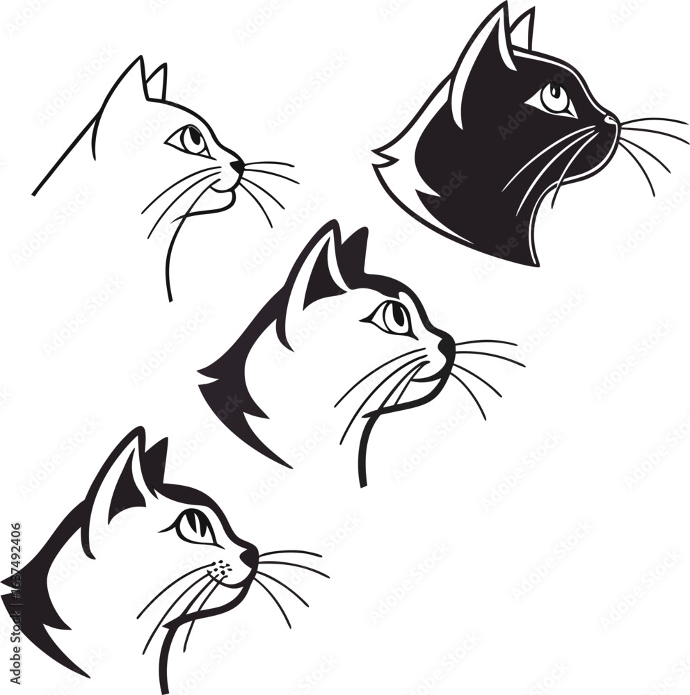 Obraz premium A cute black cat head vector illustration with a fun and charming design, perfect for a feline-inspired art project