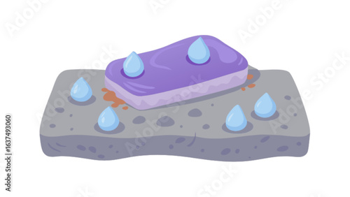 Cleaning with sponge and water drops for hygiene and sanitation in home or commercial environment cleaning tool
