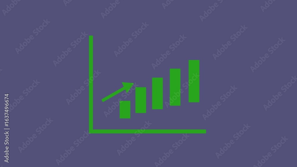 Animated green graph chart showing growth and progress in seamless loop for business presentations. Abstract animated green graph chart background ideal for finance economy and progress presentations.