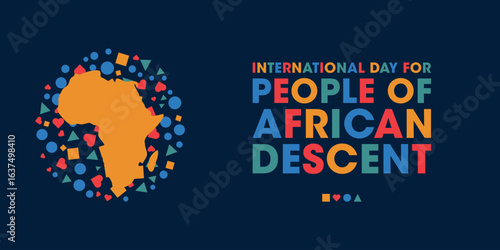 International Day for People of African Descent, Colorful Poster, Banner Design Template.