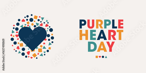 Purple Heart Day, Colorful Poster, Banner Design Template.