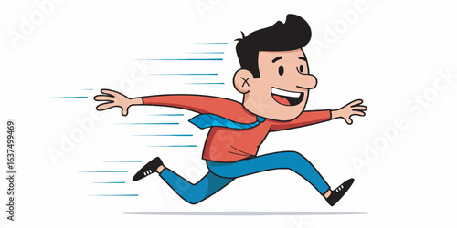 Funny Cartoon Runner Vector with Exaggerated Pose