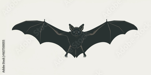 Flying Bat Vector with Outstretched Wings in Clean Design