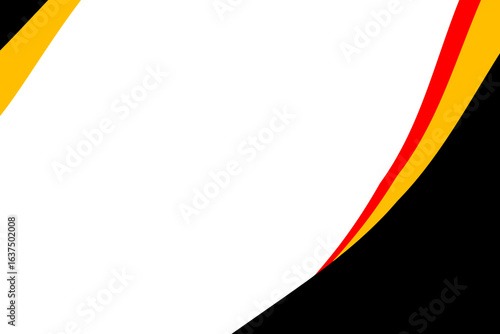 Dynamic red and yellow curved bands on a black backdrop, perfect for modern presentations, websites on transparent background