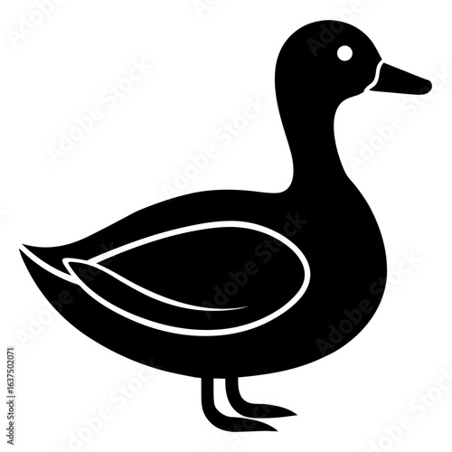 Silhouette of a gadwall duck in a simple black vector icon style