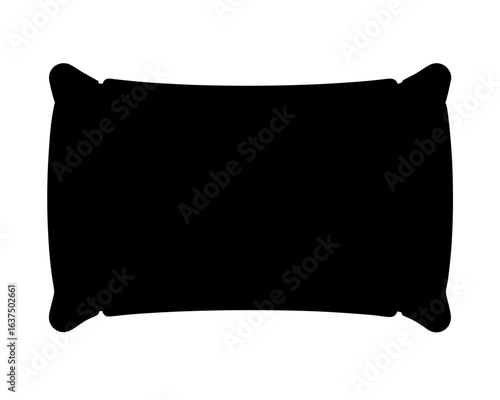 Silhouette of a rectangular pillow with rounded corners and small protrusions