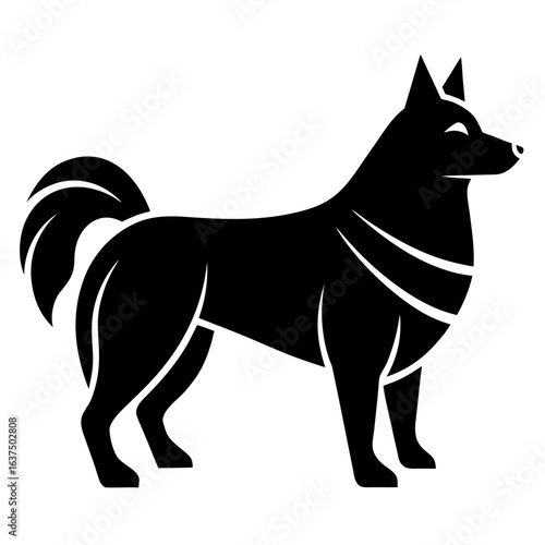 Black silhouette of an icelandic sheepdog