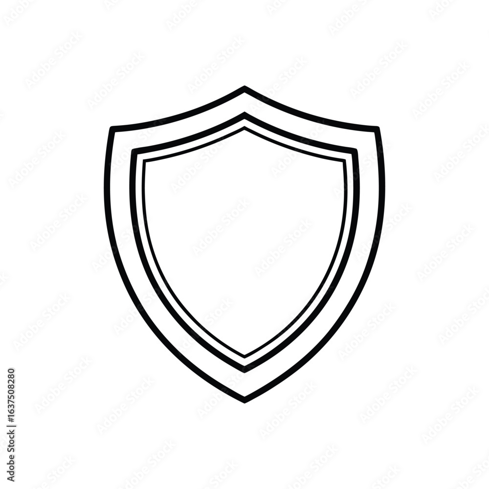 Obraz premium Award Shield Badge Line Art, Security Shield Award Outline, Protective Shield Badge Line Drawing