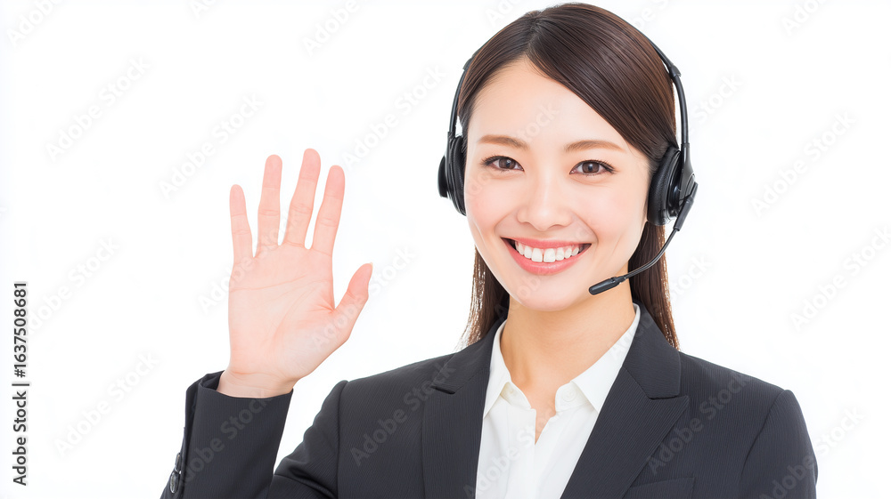 日本人女性が笑顔で案内する 日本人女性が笑顔で案内する