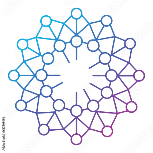 Art of abstract network connection with gradient colors isolated on white background, representing technology, communication, and global connectivity in modern design